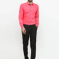 Jainish Coral Red Formal Shirt with black detailing ( SF 411Coral )