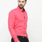 Jainish Coral Red Formal Shirt with black detailing ( SF 411Coral )