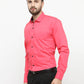 Jainish Coral Red Formal Shirt with black detailing ( SF 411Coral )
