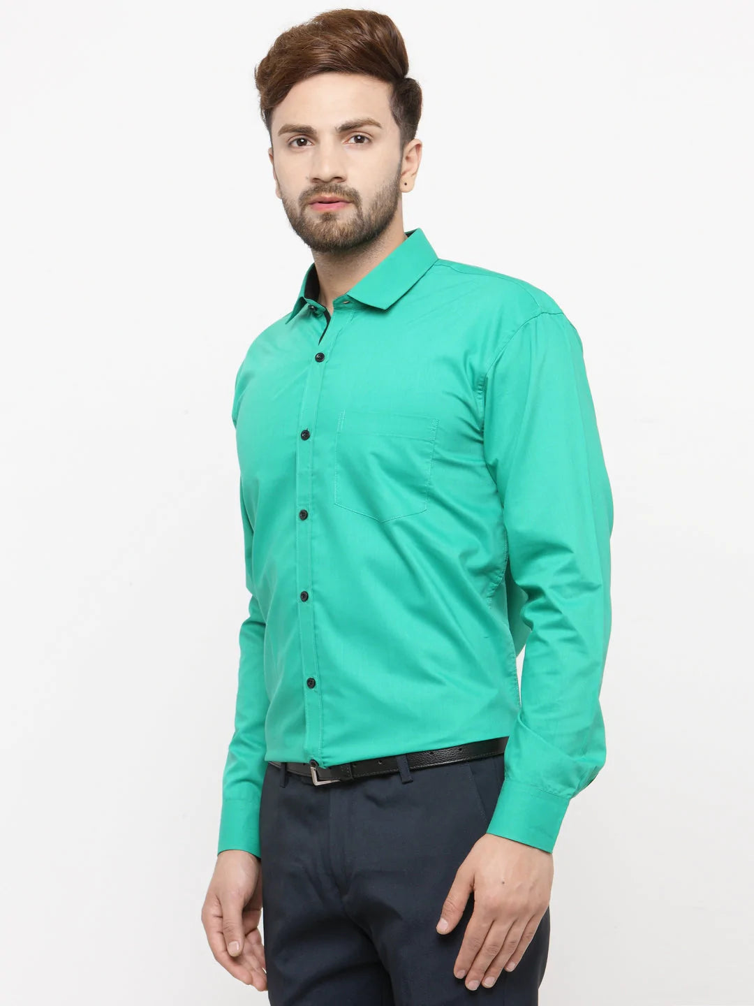 Jainish Green Formal Shirt with black detailing ( SF 411Green )