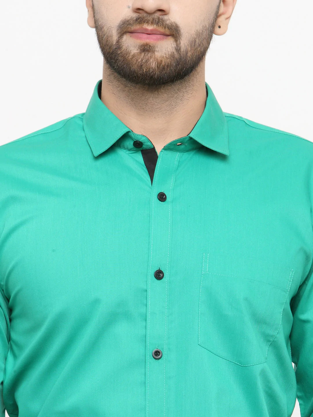 Jainish Green Formal Shirt with black detailing ( SF 411Green )