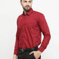 Jainish Maroon Formal Shirt with black detailing ( SF 411Red )