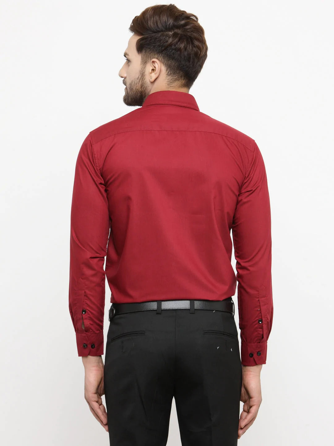 Jainish Maroon Formal Shirt with black detailing ( SF 411Red )