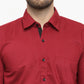 Jainish Maroon Formal Shirt with black detailing ( SF 411Red )