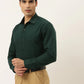 Jainish Olive Green Formal Shirt with black detailing ( SF 411Olive )