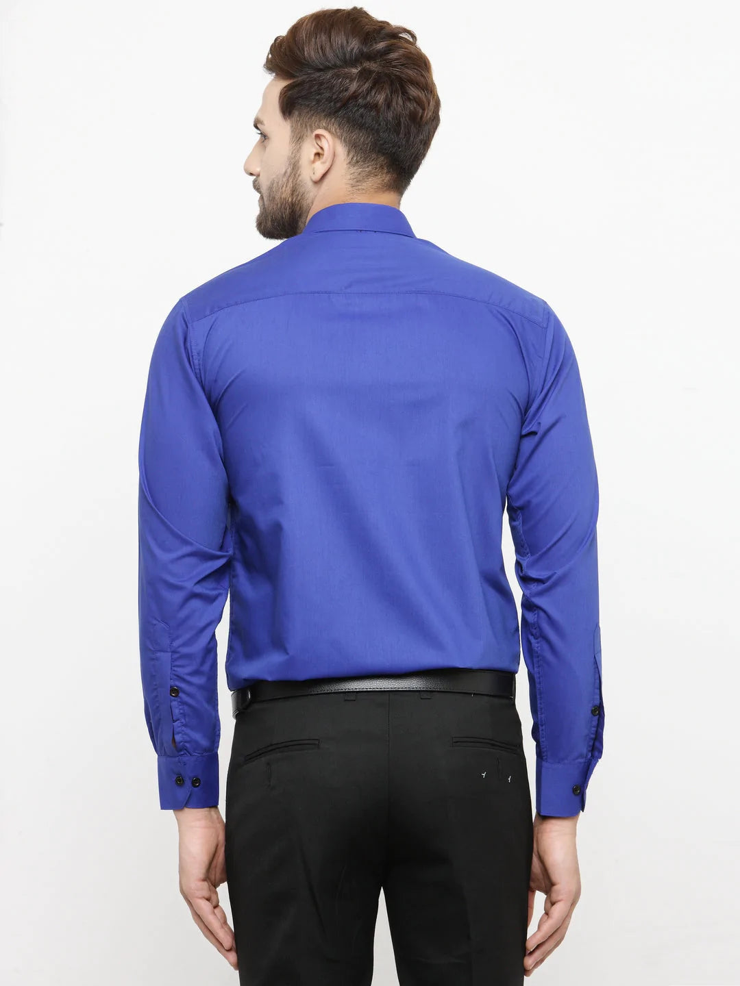 Jainish Royal Blue Formal Shirt with black detailing ( SF 411Royal-Blue )