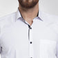 Jainish White Formal Shirt with black detailing ( SF 411White )