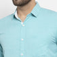 Jainish Aqua Blue Formal Shirt with white detailing ( SF 419Aqua )