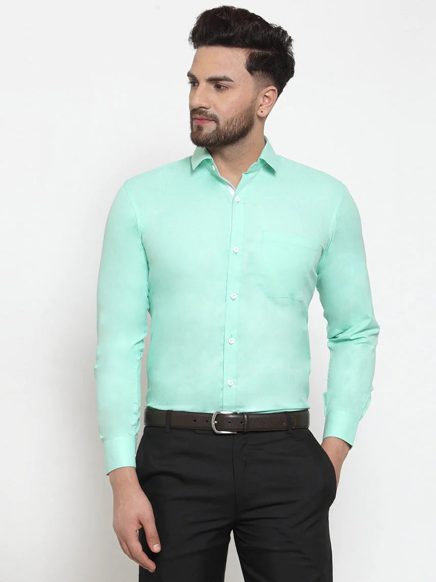 Jainish Green Formal Shirt with white detailing ( SF 419Green )