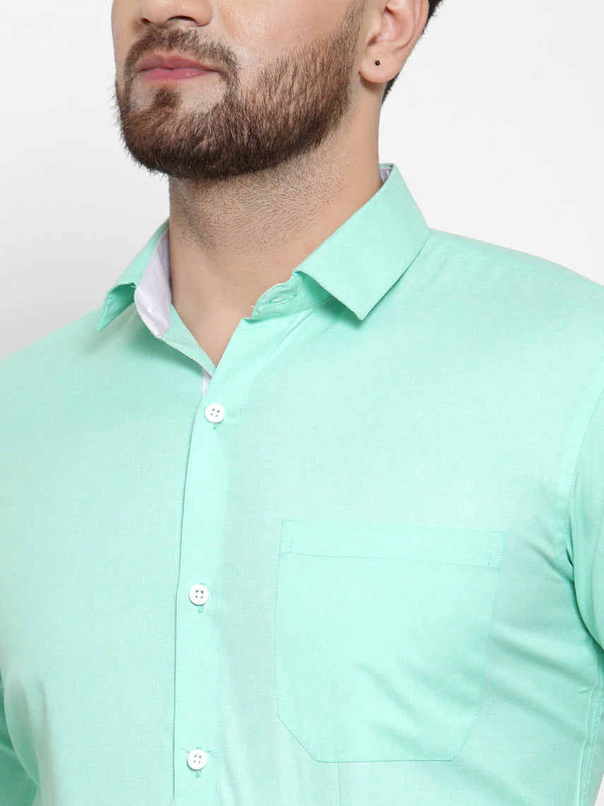 Jainish Green Formal Shirt with white detailing ( SF 419Green )