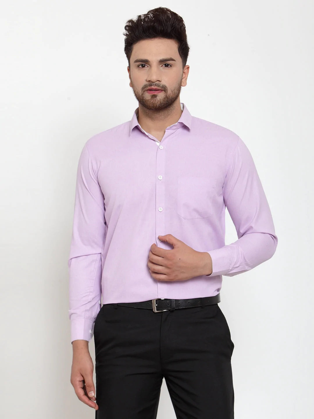 Jainish Light-Purple Formal Shirt with white detailing ( SF 419Light-Purple )