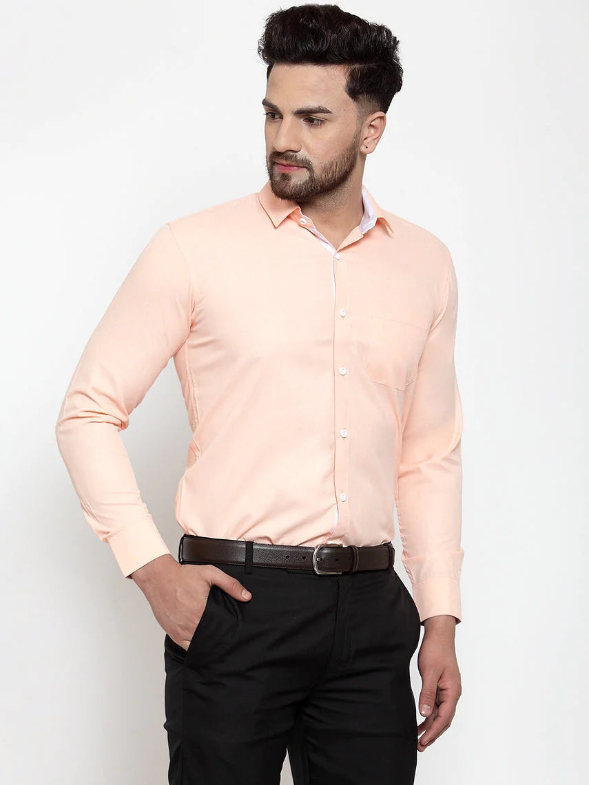 Jainish Orange Formal Shirt with white detailing ( SF 419Orange )