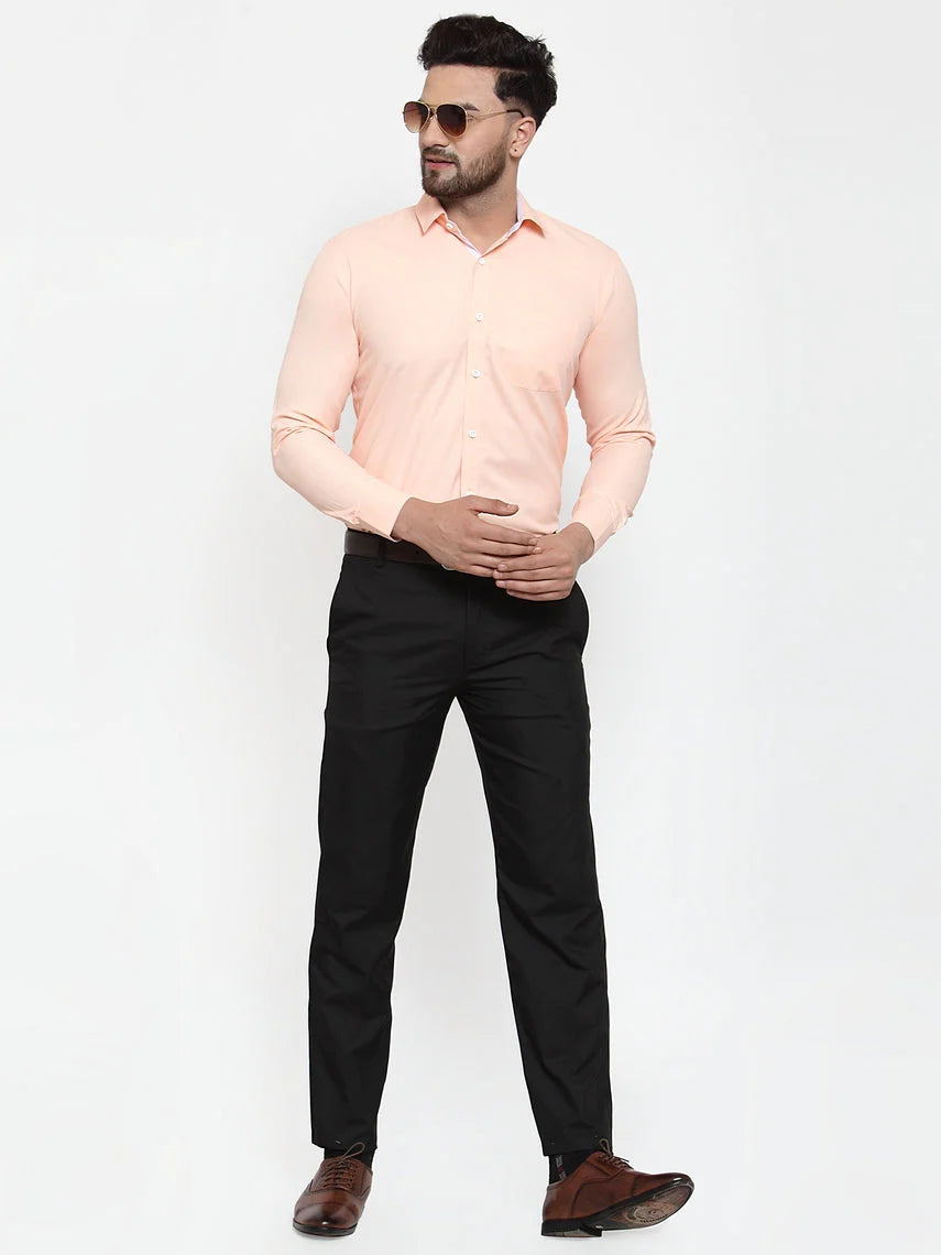 Jainish Orange Formal Shirt with white detailing ( SF 419Orange )