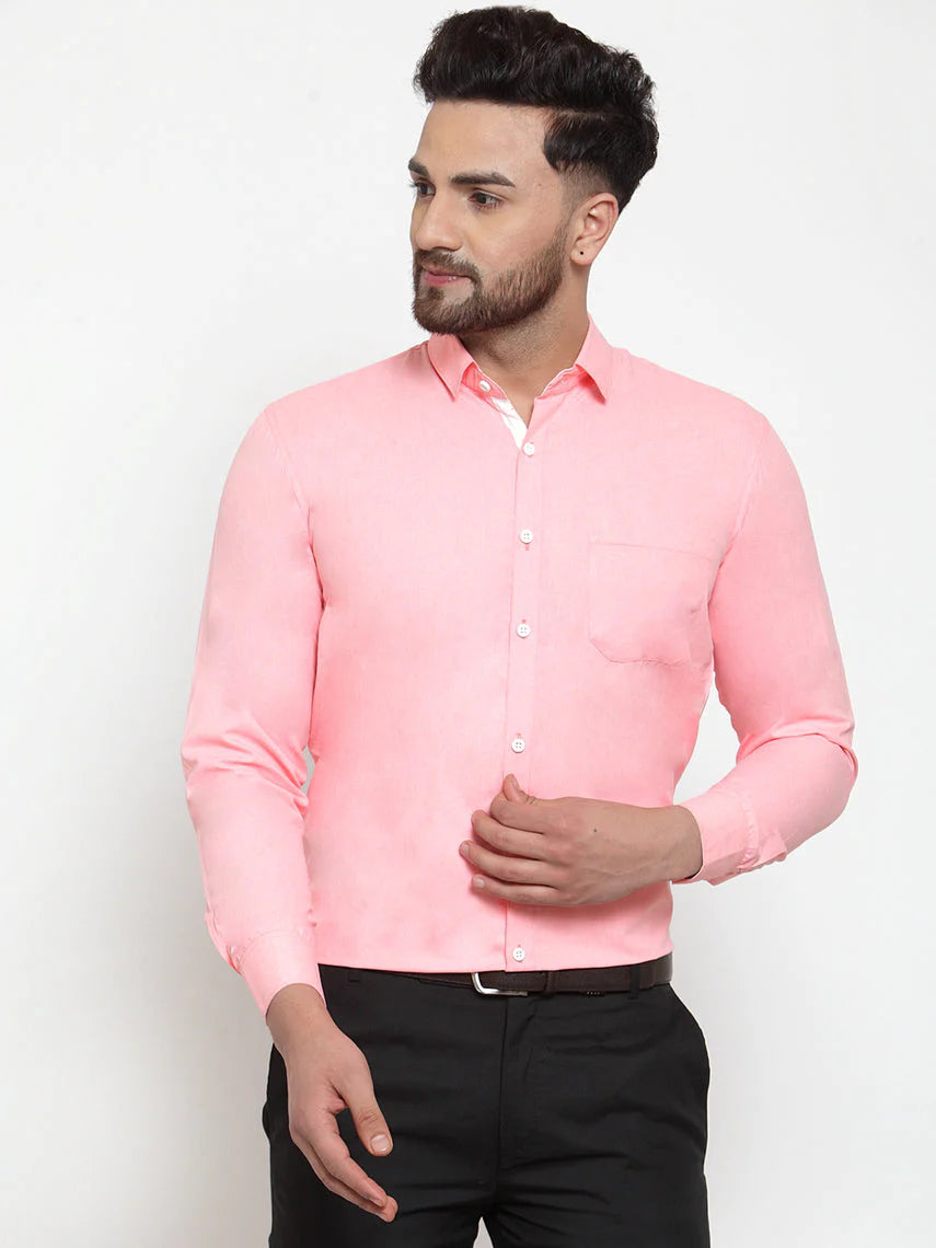 Jainish Red Formal Shirt with white detailing ( SF 419Red )