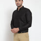 Jainish Black Men's Cotton Solid Button Down Formal Shirts ( SF 713Black )