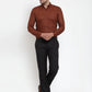 Jainish Brown Men's Cotton Solid Button Down Formal Shirts ( SF 713Brown )