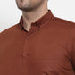 Jainish Brown Men's Cotton Solid Button Down Formal Shirts ( SF 713Brown )