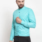 Jainish Green Men's Cotton Solid Mandarin Collar Formal Shirts ( SF 726Aqua )