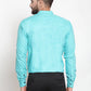 Jainish Green Men's Cotton Solid Mandarin Collar Formal Shirts ( SF 726Aqua )