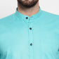 Jainish Green Men's Cotton Solid Mandarin Collar Formal Shirts ( SF 726Aqua )