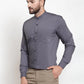 Jainish Grey Men's Cotton Solid Mandarin Collar Formal Shirts ( SF 726Grey )
