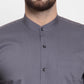 Jainish Grey Men's Cotton Solid Mandarin Collar Formal Shirts ( SF 726Grey )