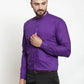 Jainish Purple Men's Cotton Solid Mandarin Collar Formal Shirts ( SF 726Purple )