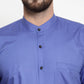 Jainish Blue Men's Cotton Solid Mandarin Collar Formal Shirts ( SF 726Royal-Blue )