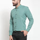 Jainish Green Men's Cotton Solid Button Down Formal Shirts ( SF 734Green )