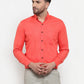 Jainish Orange Men's Cotton Solid Button Down Formal Shirts ( SF 734Orange )