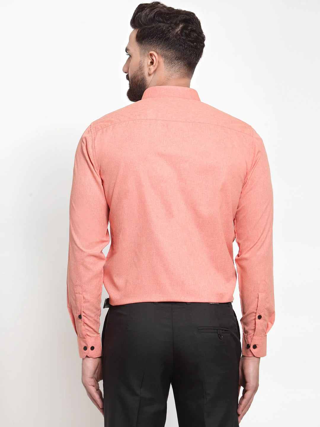 Jainish Peach Men's Cotton Solid Button Down Formal Shirts ( SF 734Peach )