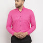 Jainish Pink Men's Cotton Solid Button Down Formal Shirts ( SF 734Pink )