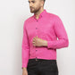 Jainish Pink Men's Cotton Solid Button Down Formal Shirts ( SF 734Pink )