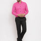 Jainish Pink Men's Cotton Solid Button Down Formal Shirts ( SF 734Pink )
