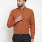 Jainish Rust Men's Cotton Solid Button Down Formal Shirts ( SF 734Rust )