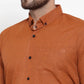 Jainish Rust Men's Cotton Solid Button Down Formal Shirts ( SF 734Rust )