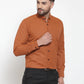 Jainish Rust Men's Cotton Solid Button Down Formal Shirts ( SF 734Rust )