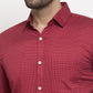 Jainish Maroon Men's Cotton Polka Dots Formal Shirts ( SF 736Maroon )