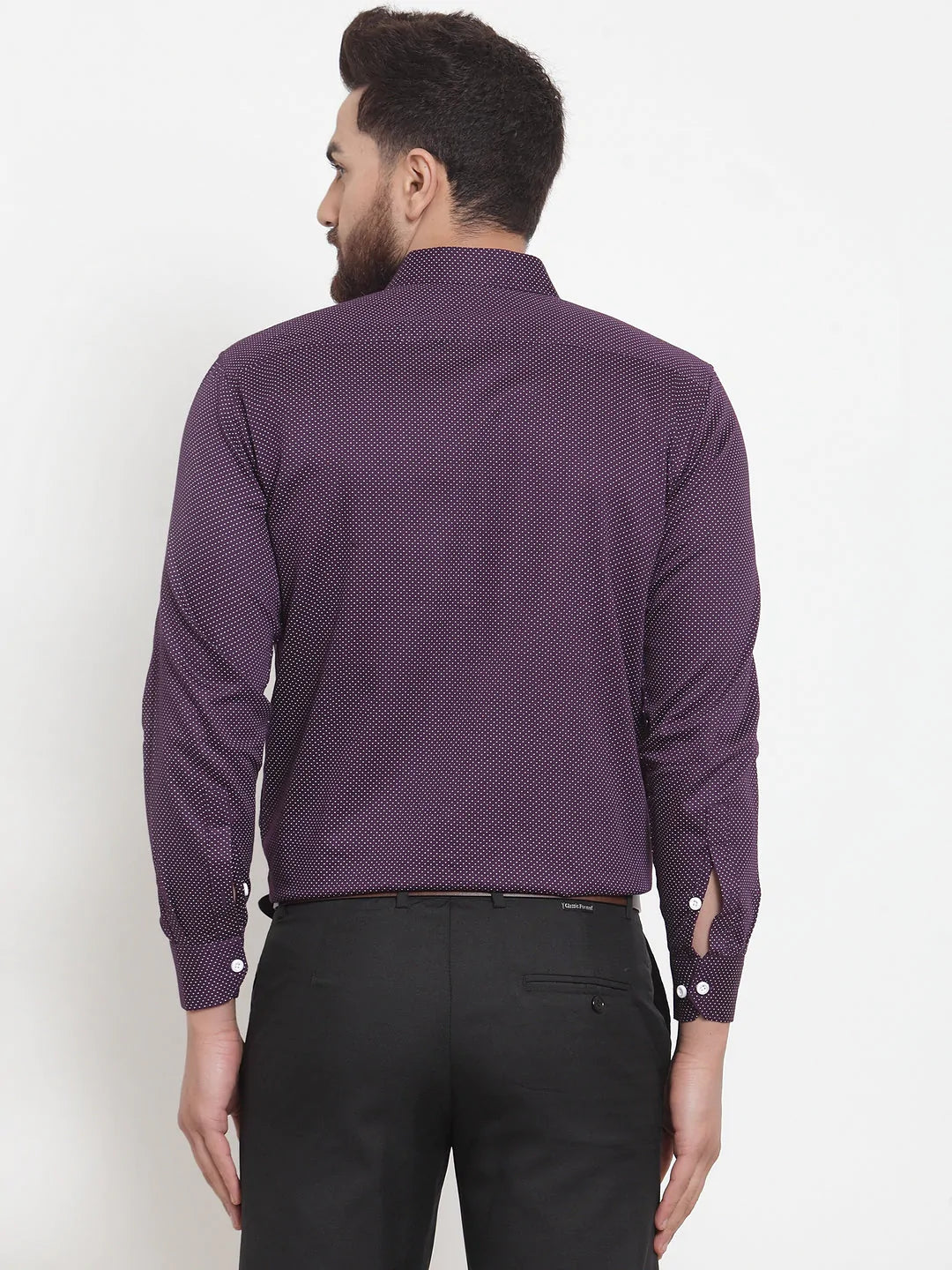 Jainish Purple Men's Cotton Polka Dots Formal Shirts ( SF 736Purple )