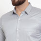 Jainish Grey Men's Cotton Stiped Formal Shirts ( SF 737Grey )