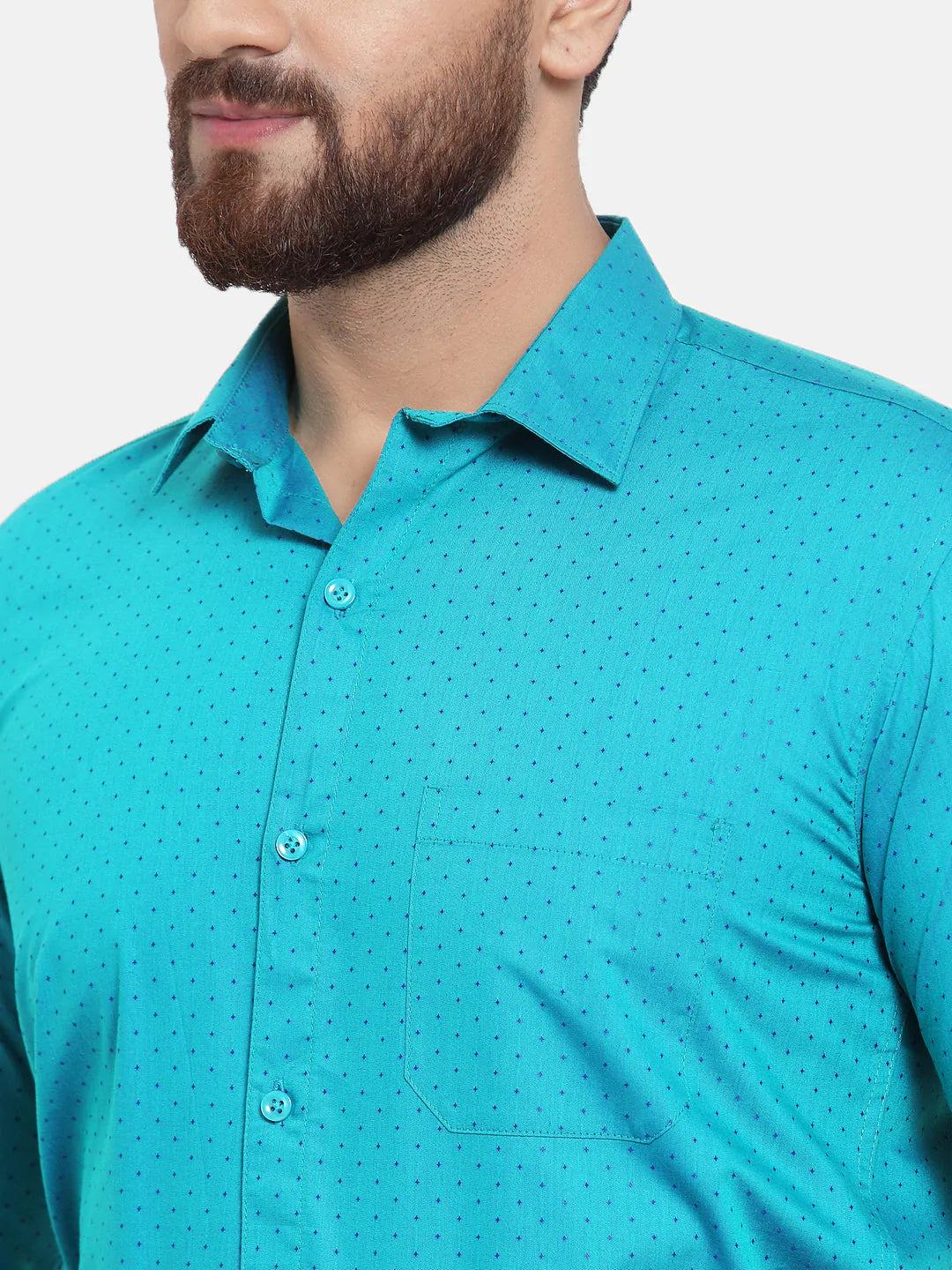 Jainish Green Men's Cotton Polka Dots Formal Shirts ( SF 739Green )
