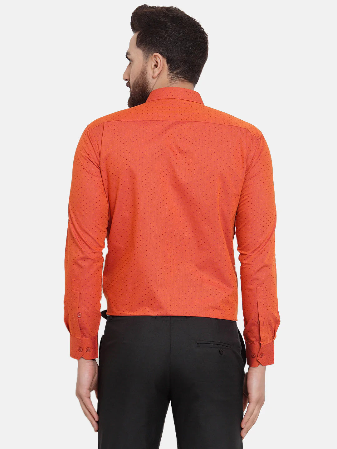 Jainish Orange Men's Cotton Polka Dots Formal Shirts ( SF 739Orange )