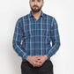 Jainish Blue Men's Cotton Checked Formal Shirts ( SF 741Sky-Blue )