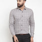 Jainish Grey Men's Cotton Checked Formal Shirts ( SF 742Grey )