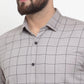 Jainish Grey Men's Cotton Checked Formal Shirts ( SF 742Grey )