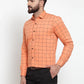 Jainish Orange Men's Cotton Checked Formal Shirts ( SF 742Orange )