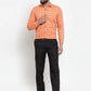 Jainish Orange Men's Cotton Checked Formal Shirts ( SF 742Orange )