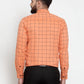Jainish Orange Men's Cotton Checked Formal Shirts ( SF 742Orange )