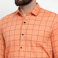 Jainish Orange Men's Cotton Checked Formal Shirts ( SF 742Orange )