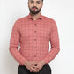 Jainish Peach Men's Cotton Checked Formal Shirts ( SF 742Peach )